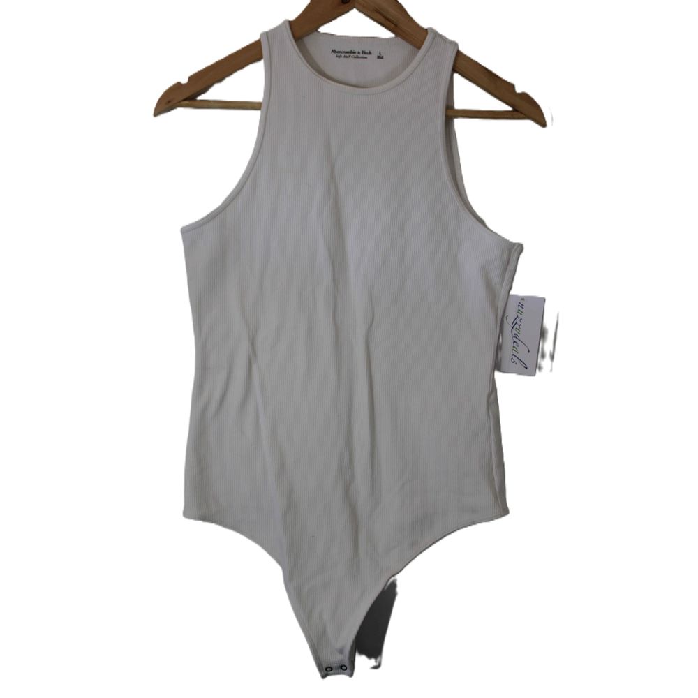 Womens Abercrombie & Fitch Soft A&F White Crew Neck Sleeveless Bodysuit Size L